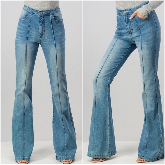 Denim - boho medium wash Wide leg flare Denim Pants